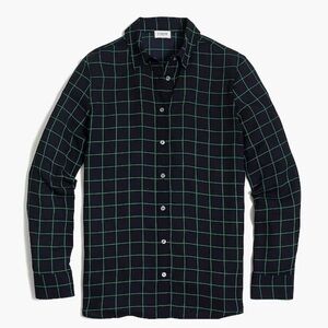 J. Crew Women’s Long-Sleeve Button-Up Dark Blue & Green Windowpane Pattern XXS